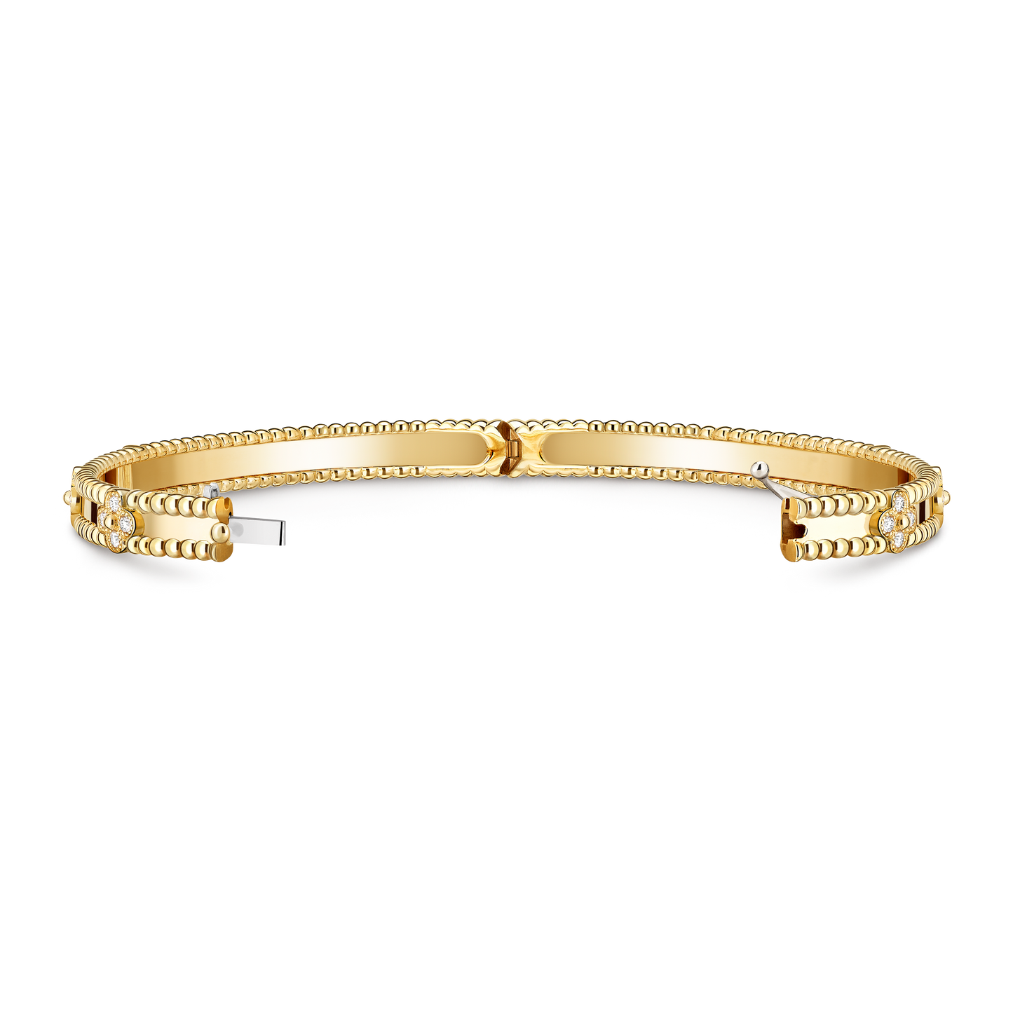 Gold Clover Bangle Bracelet – Diamond Accent Luxury Bracelet for Women