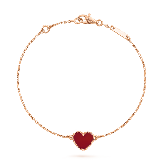 Rose Gold Heart Charm Bracelet – Elegant Red Heart Bracelet for Women