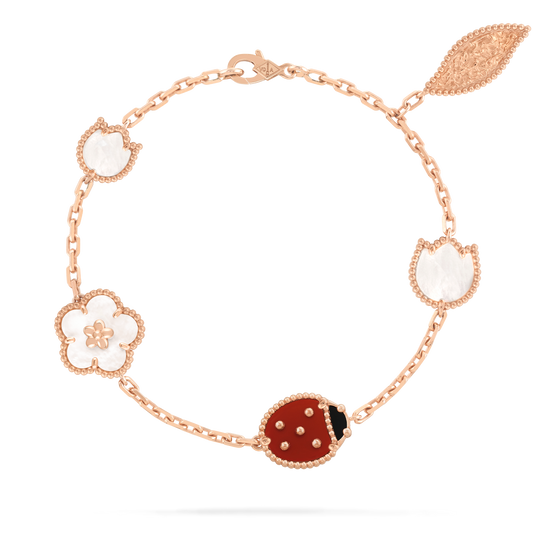 Rose Gold Charm Bracelet – Mother of Pearl & Heart Design Women’s Bracelet