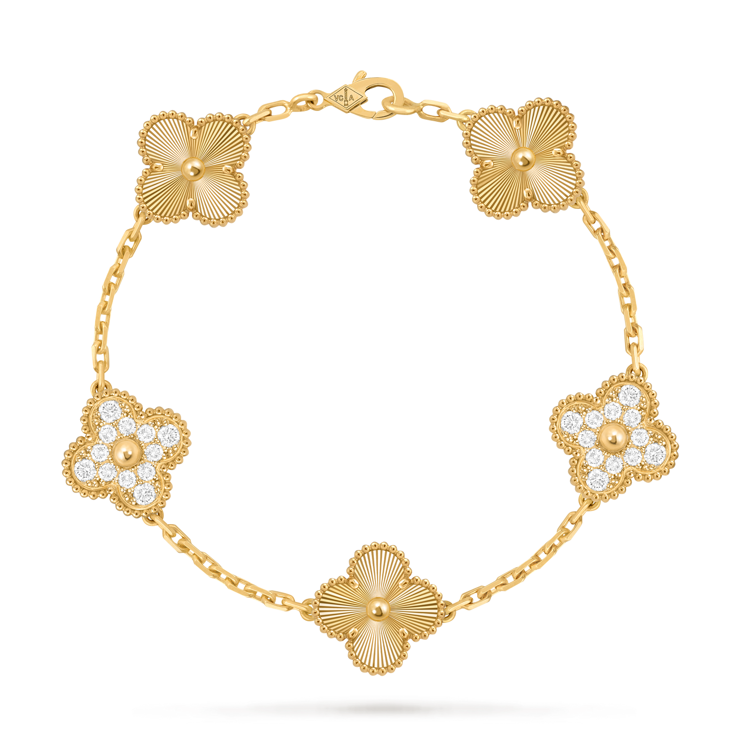 Luxury Gold Floral Bracelet for Women – Elegant Clover Chain Bracelet
