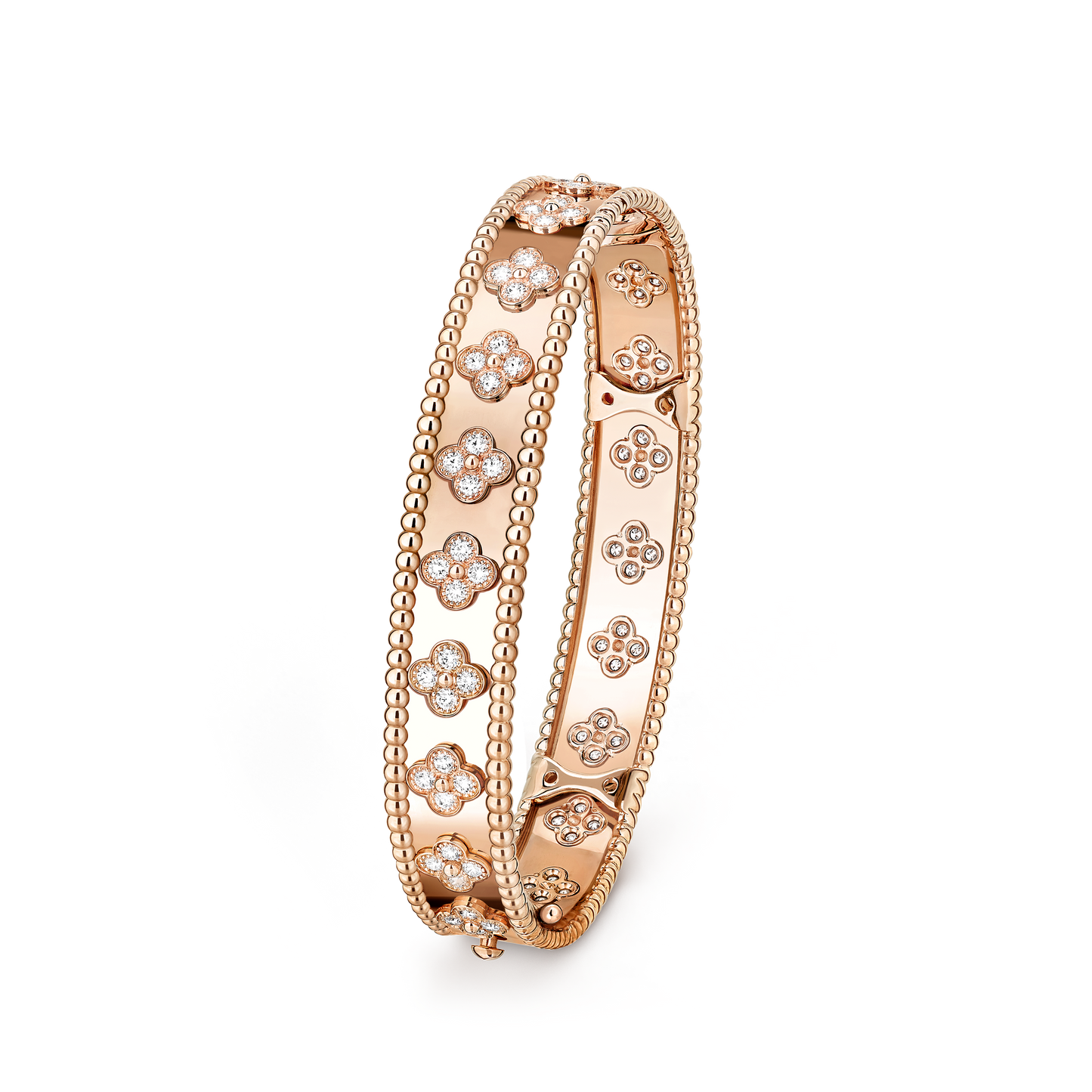 Luxury Gold Clover Bangle Bracelet – Diamond-Style Floral Bangle for Women